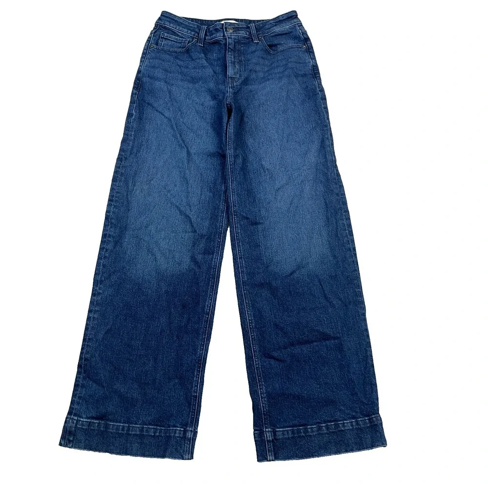 Maurices Jeans Women 1o Baggy Wide Leg High Rise Dark Wash Denim Regular Fit